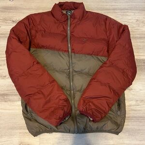 Volcom Men's Burgundy and Tan Puffer Jacket